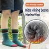 AMENLAN Kids Merino Wool Hiking Socks Boy Girls Winter Thick Boot Cushion Warm Thermal Crew Socks 6 Pairs (Gray Stripes,8-12 Years) view 2