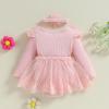 Covvoliy Baby Girl Tulle Birthday Party Princess Dress Long Sleeve Lace Flower Tutu Romper Dress Newborn Fall Clothes (Pink, 9-12 Months) view 4