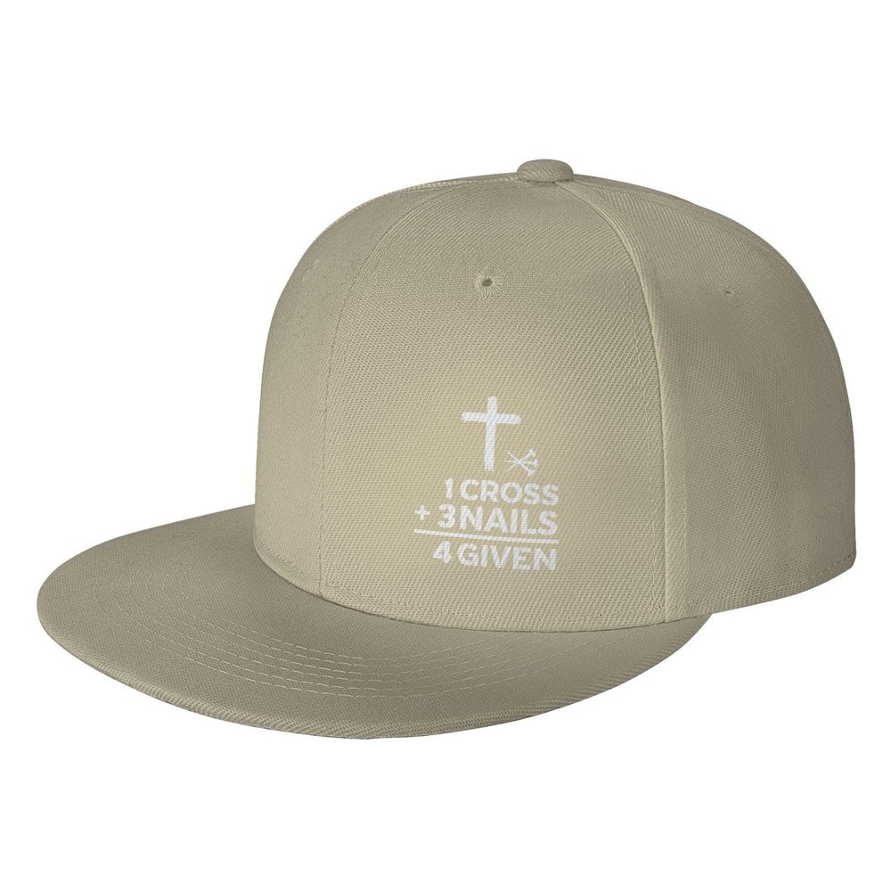 1 Cross 3 Nails 4 Given Christian Cross Hat Flat Bill Hats Funny Baseball Cap Snapback Hip Hop Caps for Men Women Natural