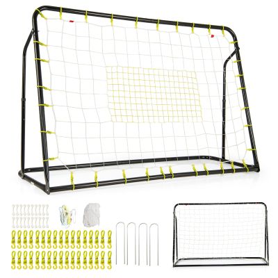GYMAX Soccer Rebounder, 6.1 x 4 Angle-Adjustable Soccer Rebounding Net with All-weather PE net & Metal Frame, Easy Setup Soccer Goal, 2 in 1 Bounce Back Soccer Practice Training for Backyard (Black)