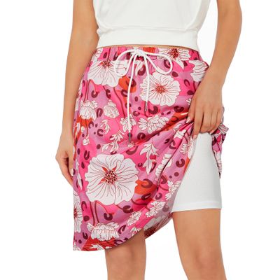 Zando Flower Skirt Shorts for Women Skorts for Women Casual Summer Athletic Rip Skirt Hawaii Skorts With Pockets Pink Flower Large