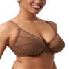 HSIA Minimizer Bras for Women Enchante Full Coverage Underwire Bras Plus Size Lifting Floral Lace Bra for Heavy Breast Coffee Brown view 2