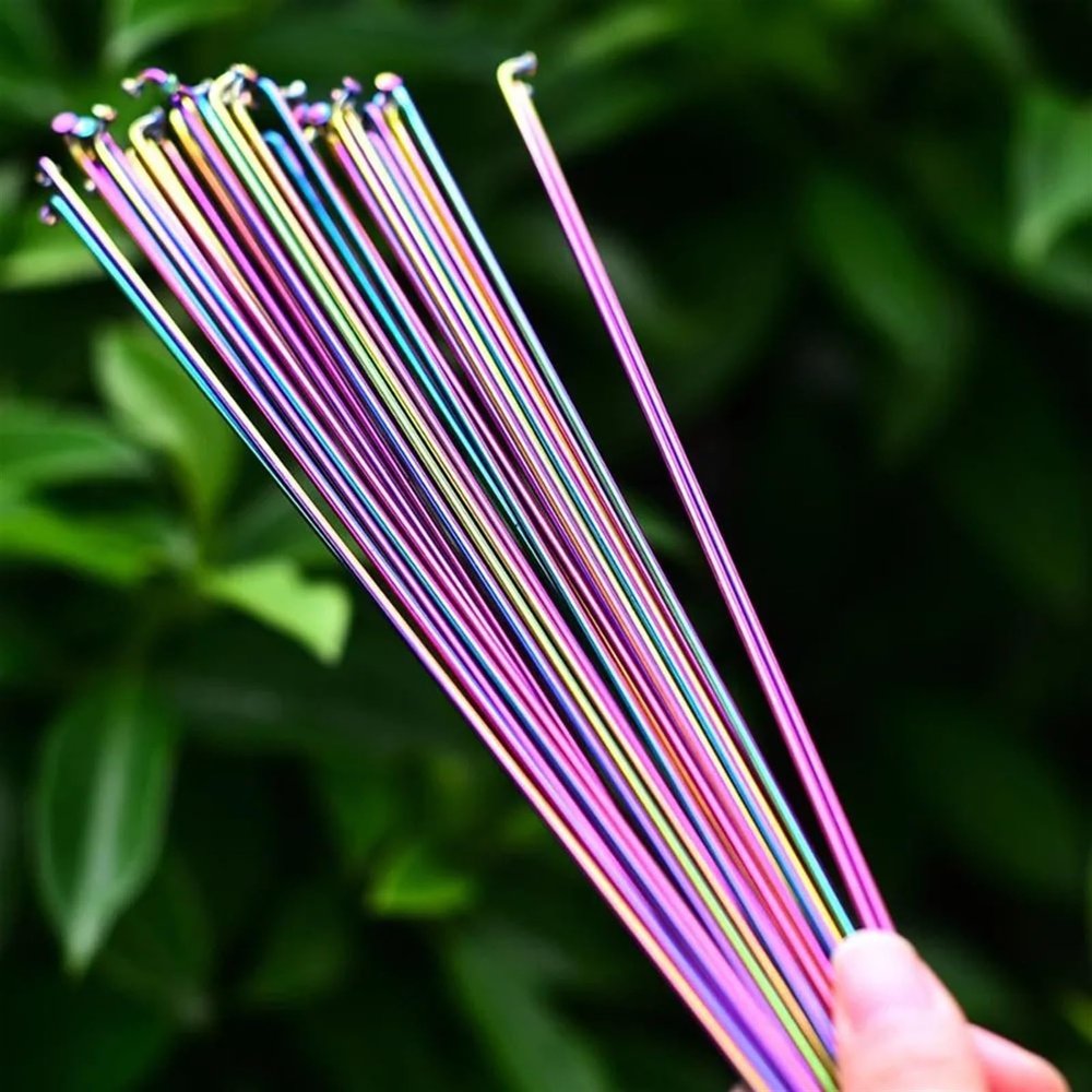 USZIJIE 10Pcs 14G 2.0MM Bicycles Parts Cycling Spokes Oil Slick Spoke Bike Colorful Mountain/Road Bike 259/261/271/273/291/293MM Bike Spoke(271mm)