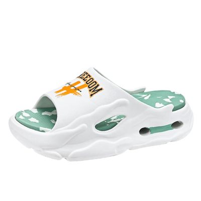 Men's Trendy Street Style Open Toe Breathable Chunky Slippers, Comfy Non Slip Durable Soft Sole EVA Slides, Men's Footwear (White,9.5,10)