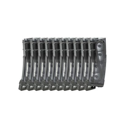 Lancer Tactical Airsoft M4 M16 Series Polymer 130 Round Transparent Window High Speed Mid-Cap Airsoft Magazine- Pack of 10 (Smoked)