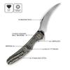 Cavol Mantis Flipper Pikal Knife,2.52" ELMAX Blade Folding Knife,Handmade Engraved Titanium Handle 4.2", EDC Pocket Knife (Bronze-satin) view 2