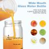 Olivego 12oz Glass Juice Bottles - 6 Pack Wide Mouth Glass Bottles with Lids- BPA Free, Stainless Steel Lids for Juicing, Smoothies, Infused Water, Beverage Storage - Leakproof, Borosilicate, Clear view 2