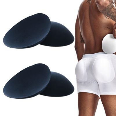 JOCKMAIL 2 Pair Mens Rear Enhancing Removable Butt Pads Foam Contour Hip Sponge Buttock Pads Enlarge Underwear (US, Alpha, One Size, Regular, Regular, 2PairBlack)