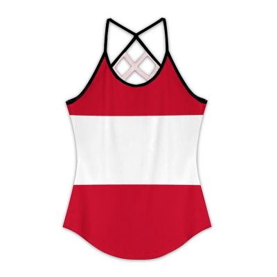 Adugen Origei Yoga Women's Performance Stretchy Austria Flag Sports Workout Running Top Vest 4XL