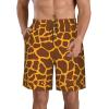 HGFVY Giraffe Print Print Men's Swim Trunks | Quick Dry Drawstring Beach Shorts White view 1