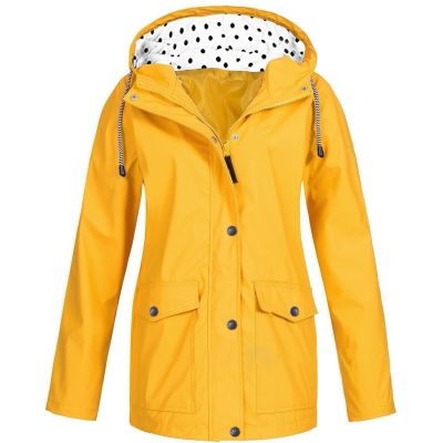 ODEUIAOD Rain Jacket Women Outdoor Rain Coats For Women Zip Up Fall Winter Windbreaker Womens Waterproof Raincoat With Hood