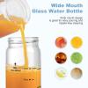 Olivego 16oz Glass Juice Bottles - 6 Pack Wide Mouth Glass Bottles with Lids- BPA Free, Stainless Steel Lids for Juicing, Smoothies, Infused Water, Beverage Storage - Leakproof, Borosilicate, Clear view 2
