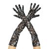 Women Stretchy Elbow Length Full Finger Sheer Gloves Skeleton Long Gloves Halloween Party Cosplay Costume Accessories (Black, One Size) view 1