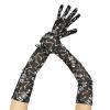 Women Stretchy Elbow Length Full Finger Sheer Gloves Skeleton Long Gloves Halloween Party Cosplay Costume Accessories (Black, One Size) view 2