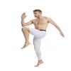 Fashion Men's Basketball Single Leg Tight Sports Pants 1/2 One Leg Compression Pants Athletic Base Layer Underwear(Small,White-1) view 3