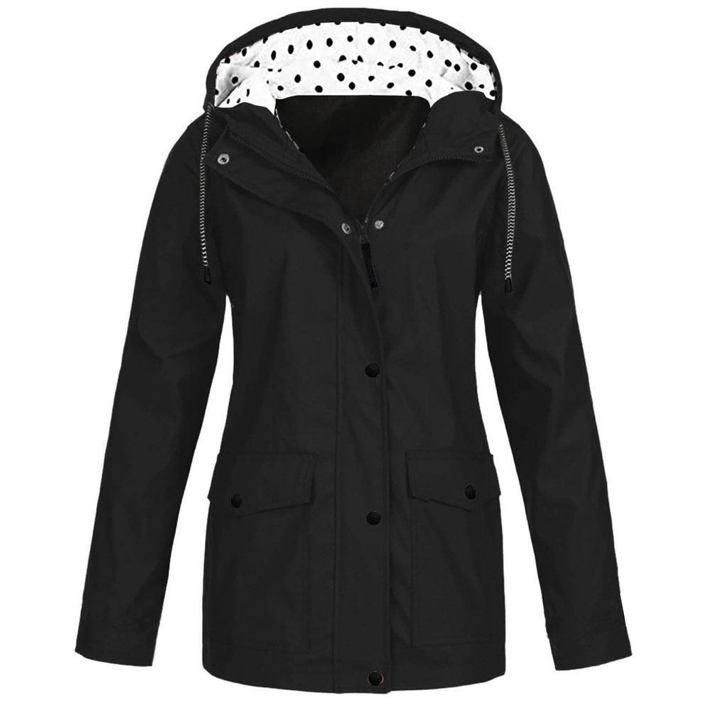 ODEUIAOD Rain Jacket Women Outdoor Rain Coats For Women Zip Up Fall Winter Windbreaker Womens Waterproof Raincoat With Hood