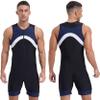 Loyan Men's Slim Fit Wrestling Singlets Gymnastic Leotard Zipper Front Bodysuit Dance Biketard Unitard Navy Blue Large view 1