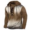 xoxingysm Mens Casual Sweatshirts Hooded Long Sleeve Retro Printed Plaid Distressed Hoodies Lace Up Spring Street Outdoor Top view 1