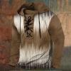 xoxingysm Mens Casual Sweatshirts Hooded Long Sleeve Retro Printed Plaid Distressed Hoodies Lace Up Spring Street Outdoor Top view 2
