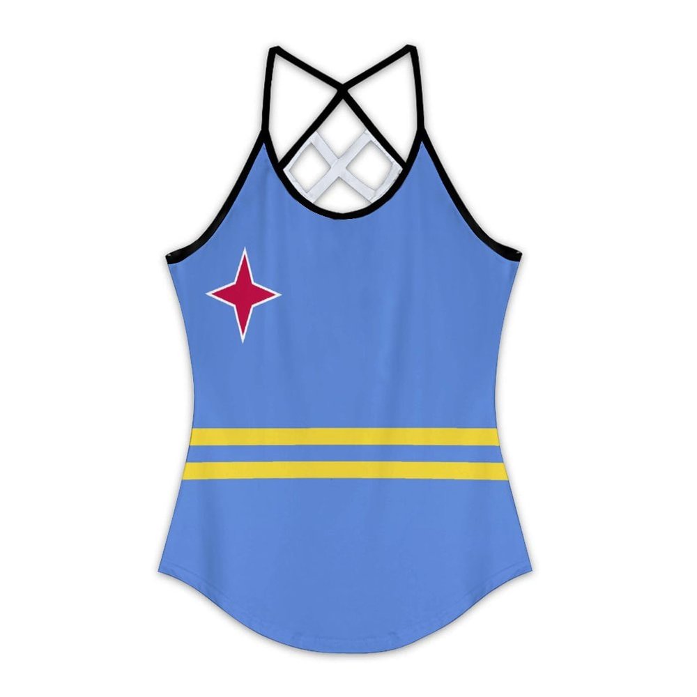 Adugen Origei Womens Aruba Flag Sleeveless Workout Tops for Athletic Tank Top for Running Yoga 4XL