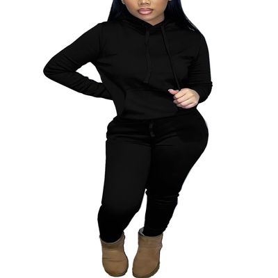 Nimsruc Two Piece Outfits for Women Casual Sweatsuits Set Long Sleeve Hoodie Tracksuit Matching Jogger Pants Sets Black M