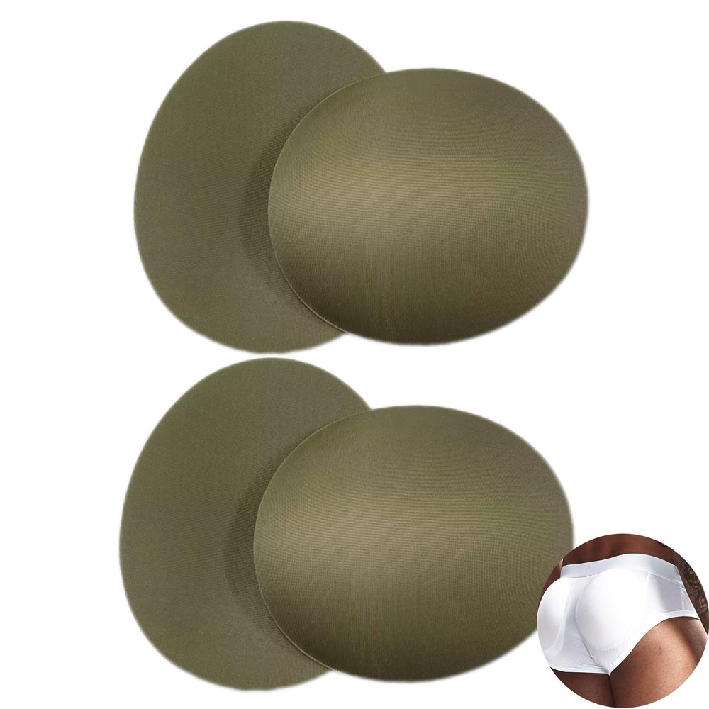 JOCKMAIL 2 Pair Mens Rear Enhancing Removable Butt Pads Foam Contour Hip Sponge Buttock Pads Enlarge Underwear (US, Alpha, One Size, Regular, Regular, 2PairArmy green)