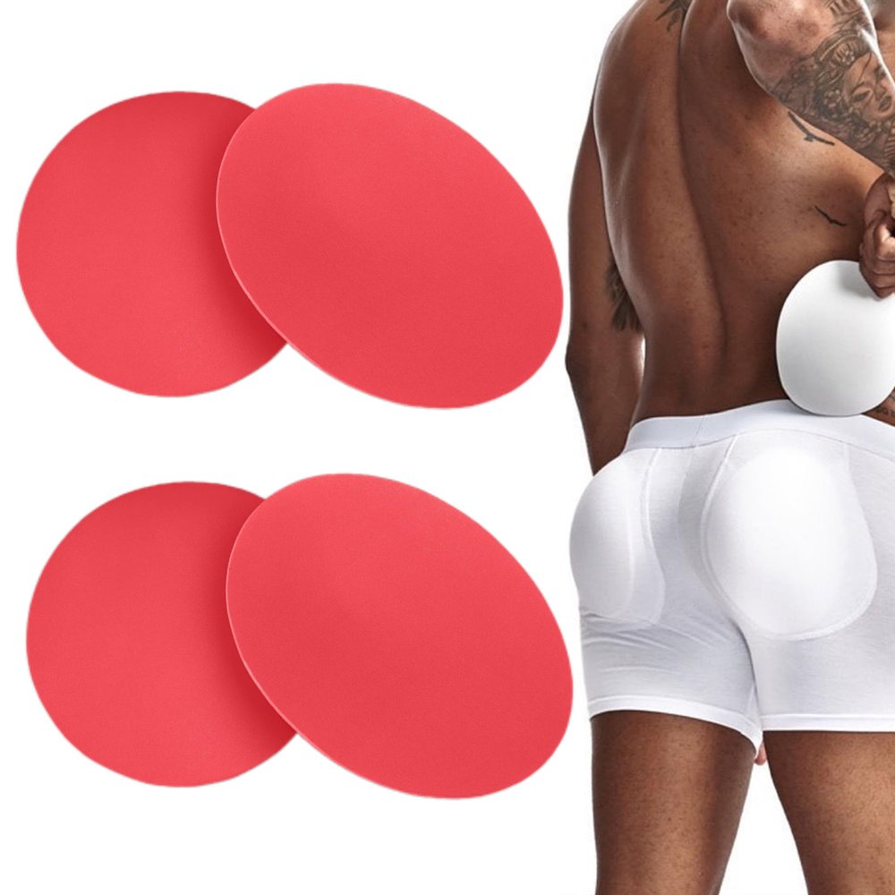 JOCKMAIL 2 Pair Mens Rear Enhancing Removable Butt Pads Foam Contour Hip Sponge Buttock Pads Enlarge Underwear (US, Alpha, One Size, Regular, Regular, 2PairRed)