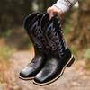 Legou Western cowboy boots tall embroidered retro men and women large size Black 7.5 view 3