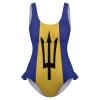 Adugen Origei Women's Bikini Barbados Flag Vacation One-Piece Beach Swimsuit Bathing Suit 2XL