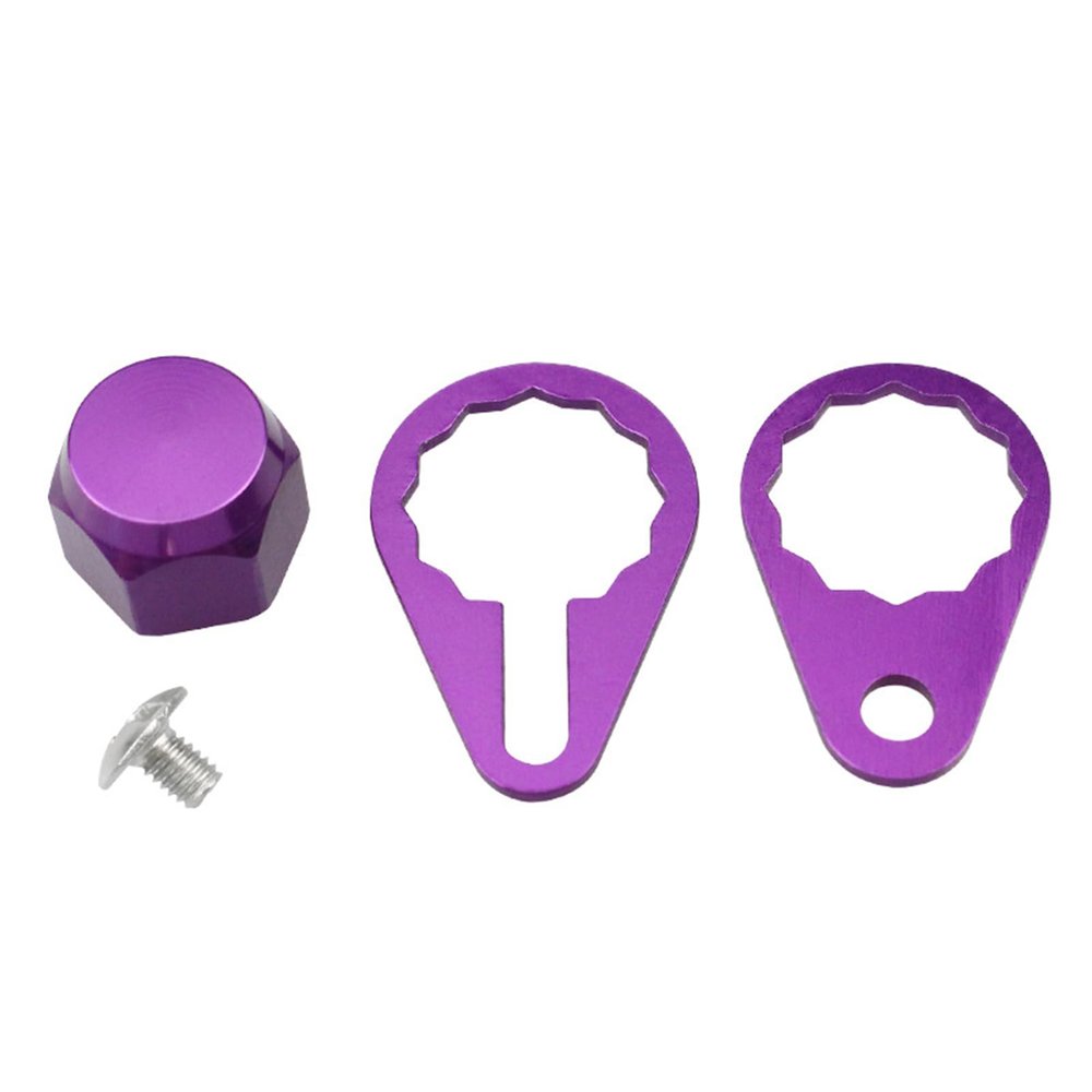 Sanmum M8 Fishing Reel Screws Nut Caps, Aluminum Alloy Fishing Reel Handle Screw Cap Crank Nuts and Locking Plate Replacement for Left and Right Hand (Purple - Right Hand)