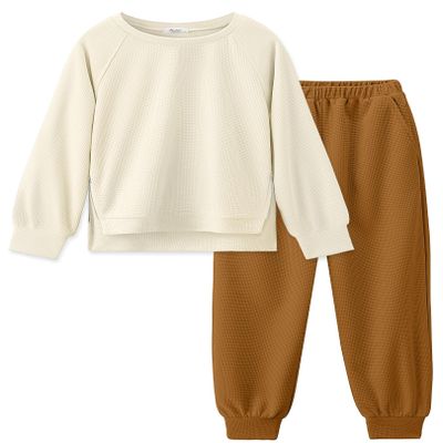 Arshiner Kids Girls 2 Piece Outfit Tracksuit Casual Pullover and High Waisted Sweatpants for Ages 5-12