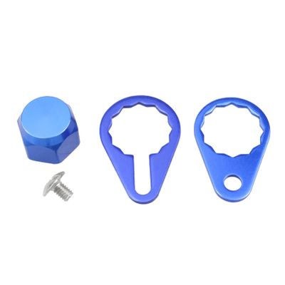 M7 Fishing Reel Screws Nut Caps, Aluminum Alloy Fishing Reel Handle Screw Cap Crank Nuts and Locking Plate Replacement for Left and Right Hand (Blue - Right Hand)
