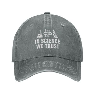 in Science We Trust Hat Adjustable Baseball Cap Washed Denim Vintage Dad Trucker Hat Curved Brim Headwear