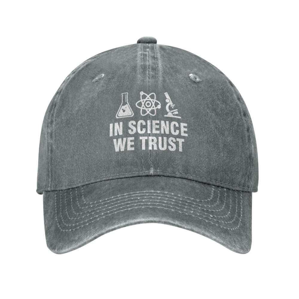 in Science We Trust Hat Adjustable Baseball Cap Washed Denim Vintage Dad Trucker Hat Curved Brim Headwear