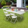 6ft Outdoor Folding Picnic Camping Table,Portable Lightweight Plastic Picnic Table,Travel Camping Table,Portable Folding Grill Table,with Carry Handle,for Patio, Fishing, Beach, BBQ (White) view 2