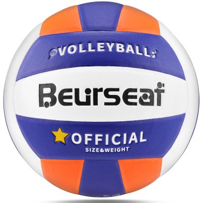 Beurseaf Volleyball, Soft Touch Beach Volleyball, Indoor Outdoor Volleyball for Beach Game Training, Official Size 5 (Blue/Orange/White)