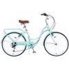 BALINGE 24 Inch Women's Bike Ladys Bike Beach Cruiser BikeCity Hybrid Bike 7 Speeds Bicycle Commuter Bike for Women Men,High-Carbon Steel FrameCaliper Brake,Light Green view 2