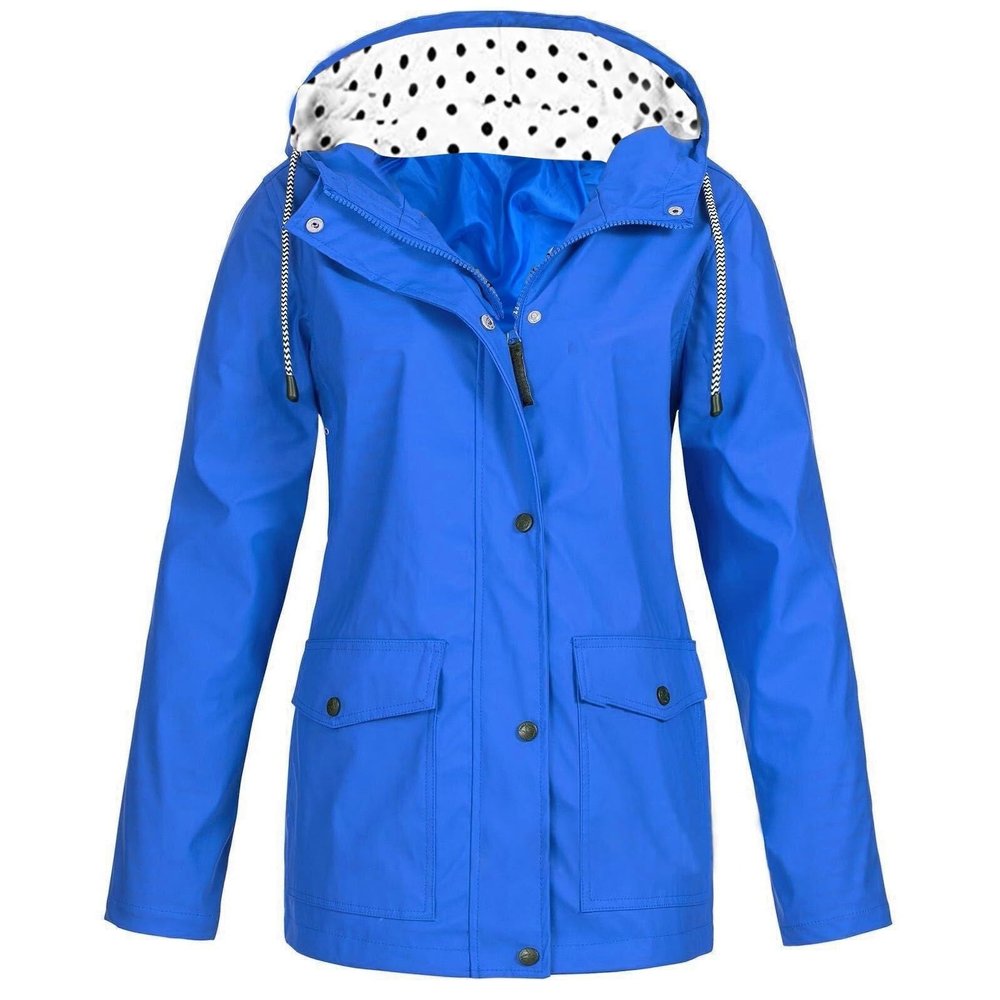 ODEUIAOD Rain Jacket Women Outdoor Rain Coats For Women Zip Up Fall Winter Windbreaker Womens Waterproof Raincoat With Hood