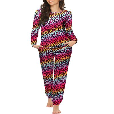 Ekouaer Womens Jogger Pajama Sets Long Sleeve Sleepwear Round Neck Nightwear Soft Pjs Lounge Sets with Pockets Colorful Star Small
