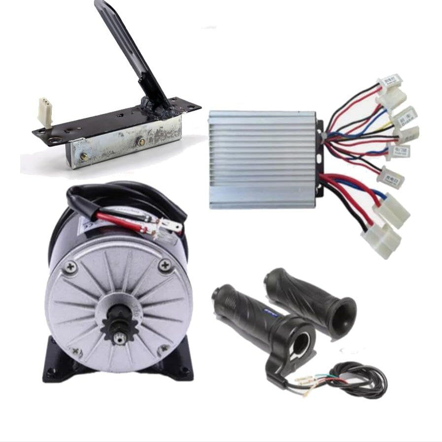 ICONSPORTSS 36V 350W Brush Motor Controller Box for Electric Scooter e Bike Go Kart Drift Trike MY1016 Motor, Controller, Throttle Grips, and Foot Pedal