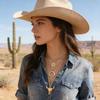 JHJEWH Women's Vintage Western Layered Necklaces Evil Eye Bull Head Crescent Moon Layered Necklace Boho Cowboy Cowgirl Geometric Pendant Chain Necklace Fashion Jewelry Gifts for Women (style2) view 4