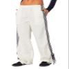 UAURORAO Women Y2k Wide Leg Track Pants Baggy Striped Joggers Sweatpants Elastic Waist Color Block Parachute Pants with Pockets(Tie White,Medium) view 1