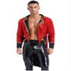 Sinleey Men's Sequin Circus Ringmaster Jacket Open Front Cardigan Tops Victorian Steampunk Tailcoat Jacket Red Large view 1