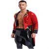 Sinleey Men's Sequin Circus Ringmaster Jacket Open Front Cardigan Tops Victorian Steampunk Tailcoat Jacket Red Large view 2