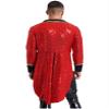 Sinleey Men's Sequin Circus Ringmaster Jacket Open Front Cardigan Tops Victorian Steampunk Tailcoat Jacket Red Large view 3