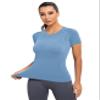 MathCat Seamless Workout Tops for Women, Short Sleeve Compression Athletic Shirts Soft Yoga Gym Tops Dusty Blue view 1