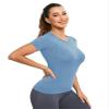 MathCat Seamless Workout Tops for Women, Short Sleeve Compression Athletic Shirts Soft Yoga Gym Tops Dusty Blue view 2