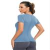 MathCat Seamless Workout Tops for Women, Short Sleeve Compression Athletic Shirts Soft Yoga Gym Tops Dusty Blue view 3