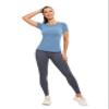 MathCat Seamless Workout Tops for Women, Short Sleeve Compression Athletic Shirts Soft Yoga Gym Tops Dusty Blue view 4