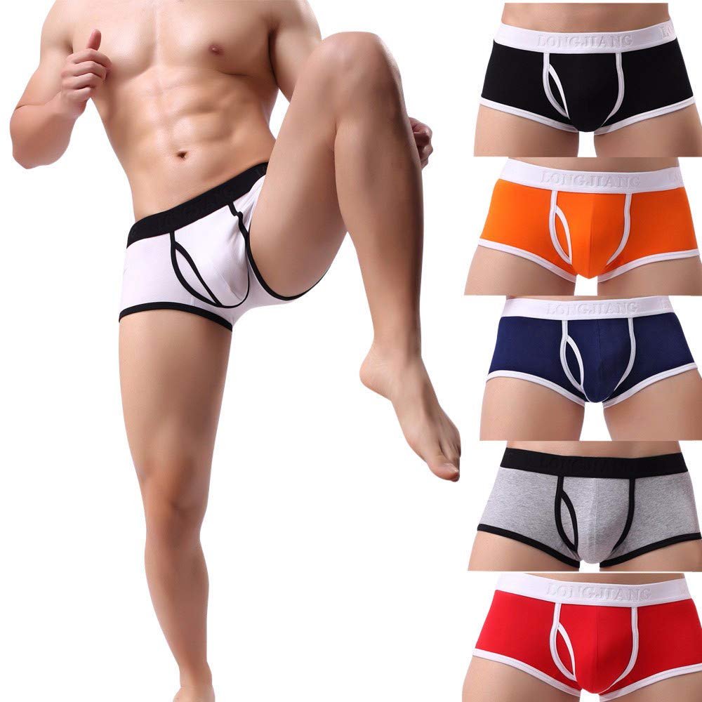 Mens Underwear Boxer Briefs Mens Boxer Briefs Soft Comfortable Fly Front Sports Underwear Gray